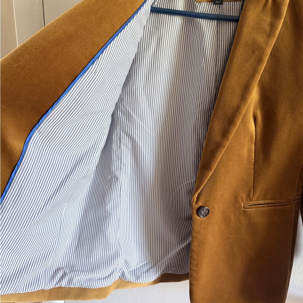 J.Crew Carmel Brown Velvet Parke Blazer Jacket size 6 small - Picture 6 of 6